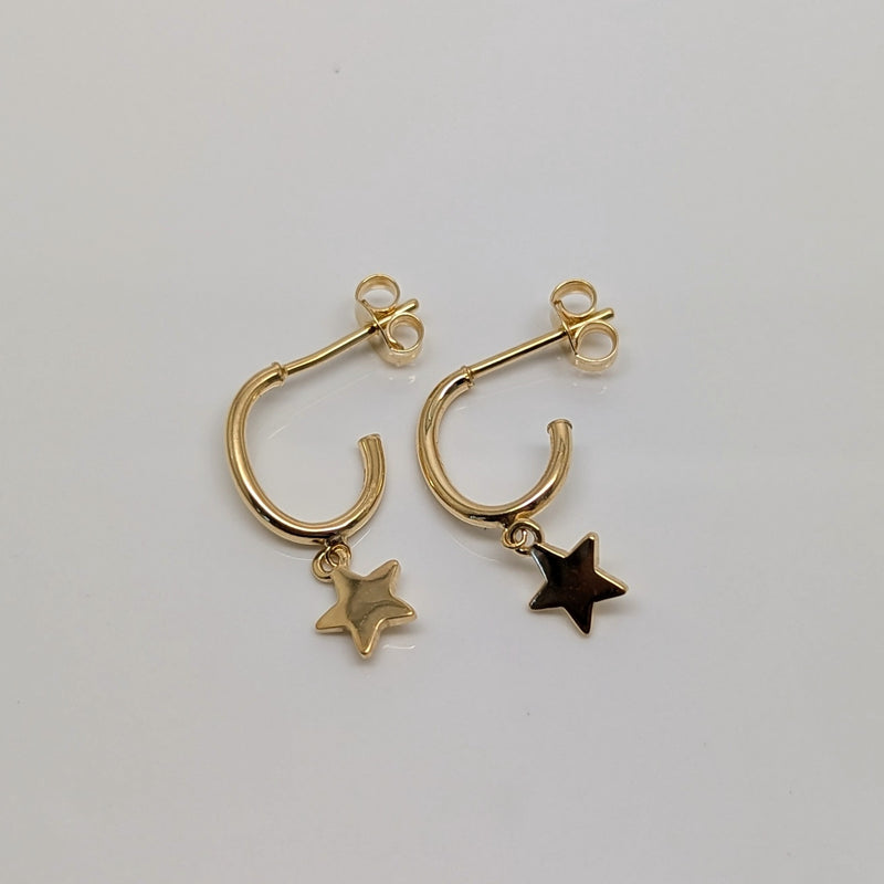 Star Hoop Earrings 9ct Yellow Gold