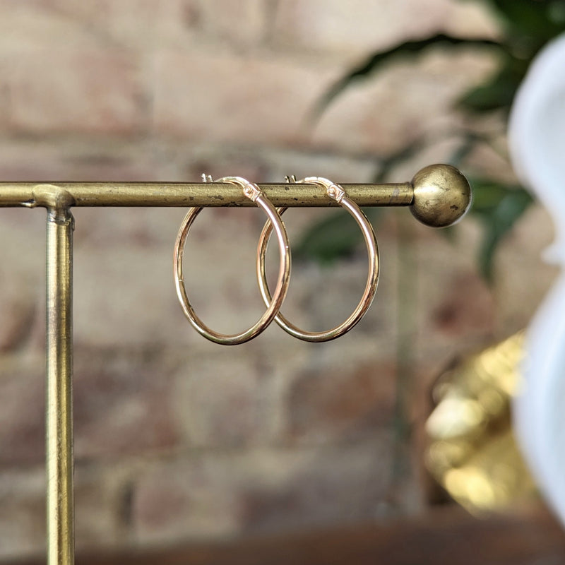 Round Tube Hoop Earrings 9ct Yellow Gold