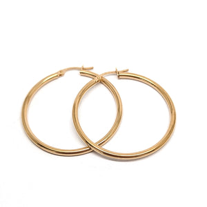 Round Plain Hoop Earrings 9ct Yellow Gold