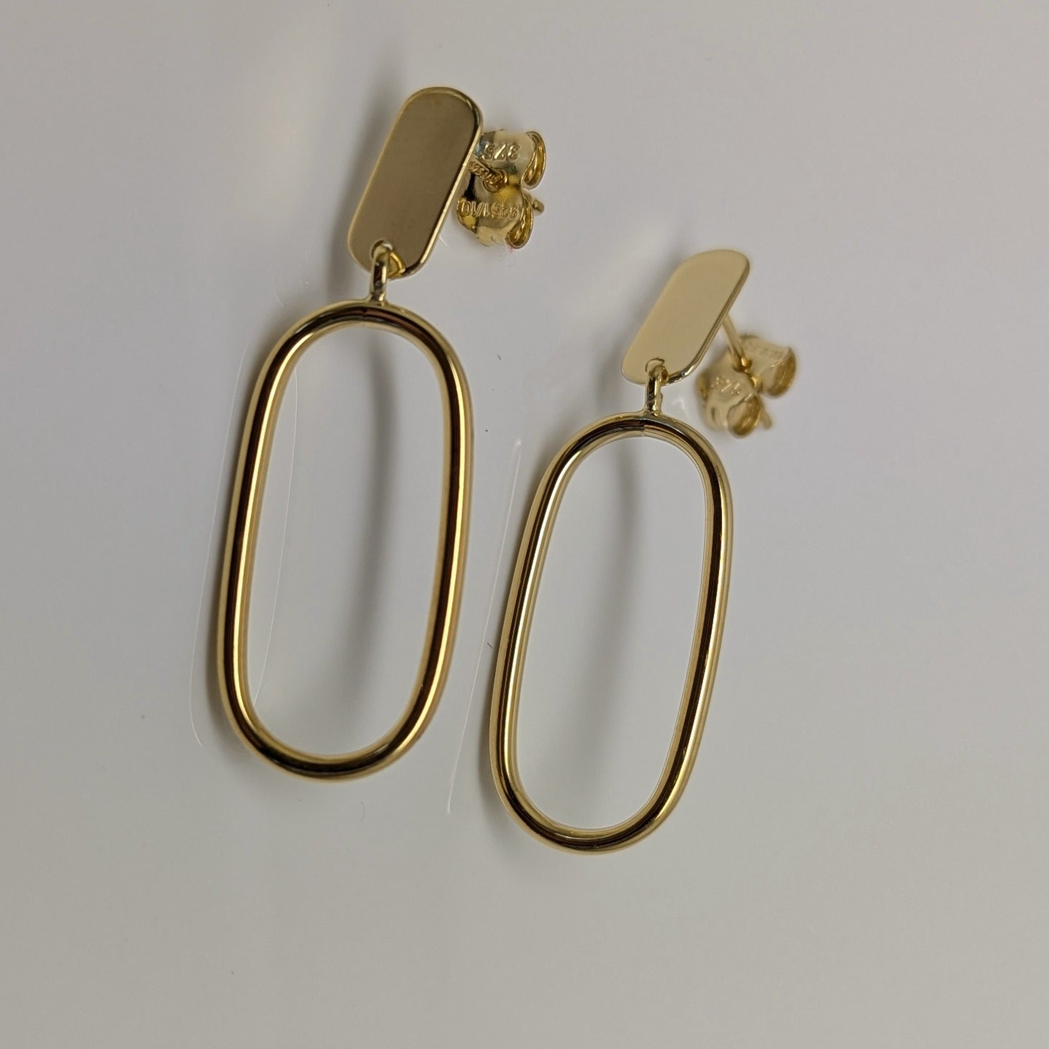 Oval Drops 9ct Yellow Gold Bonded