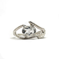 Kirra-Lea -  Sterling Silver angel hair vine twig ring white quartz