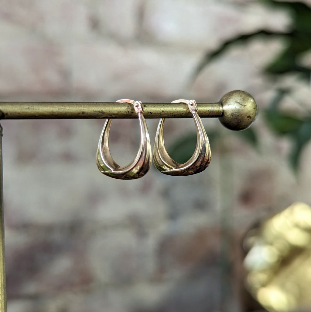 Round Oval Hoop Earrings 9ct Yellow Gold