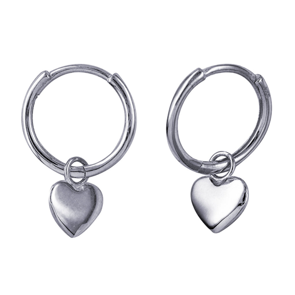 Sterling Silver Heart Drop Huggies