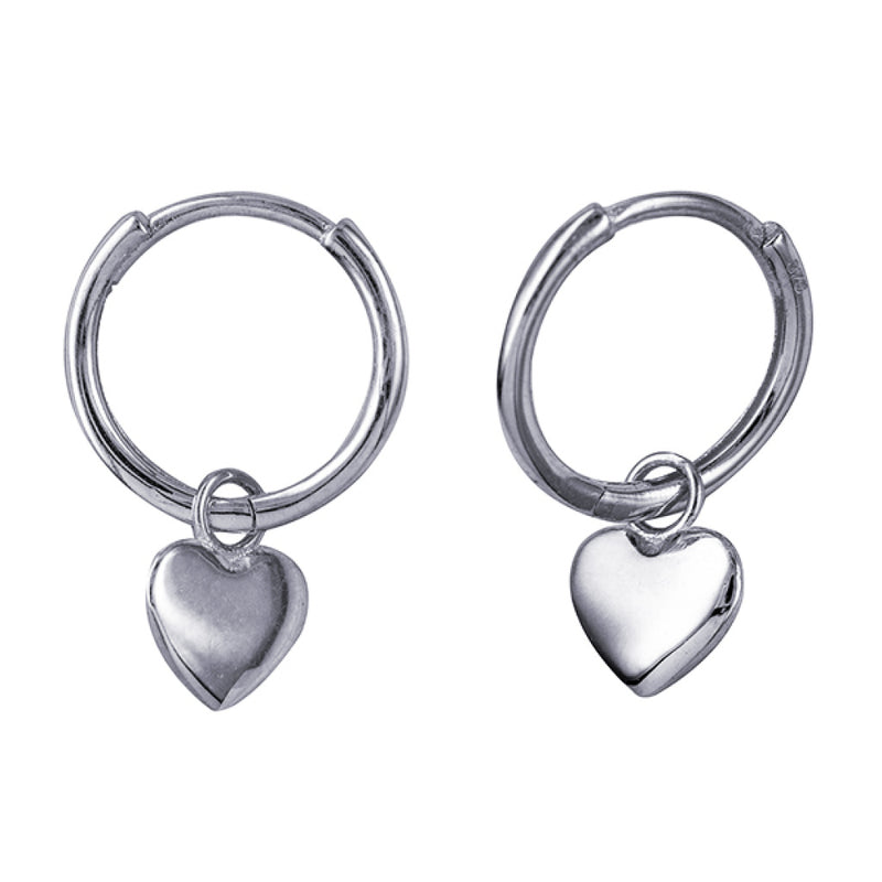 Sterling Silver Heart Drop Huggies