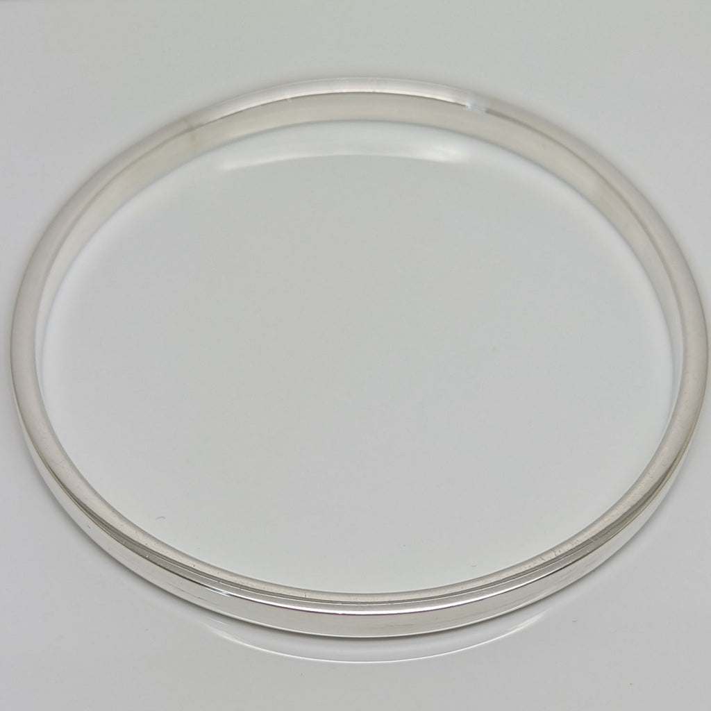 Solid Sterling Silver Flat-Rounded Edge Bangle