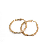 Round Patterned Hoop Earrings 9ct Yellow Gold