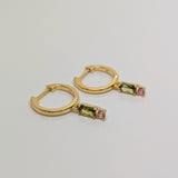 Gemstone Huggie Earrings 9ct Yellow Gold Plated