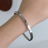 Solid Sterling Silver Flat-Rounded Edge Bangle