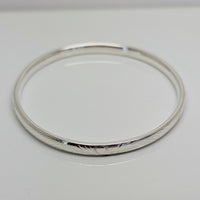 Solid Sterling Silver Engraved Bangle