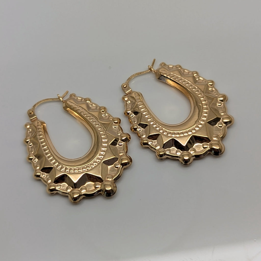 Oval Creole Hoop Earrings 9ct Yellow Gold
