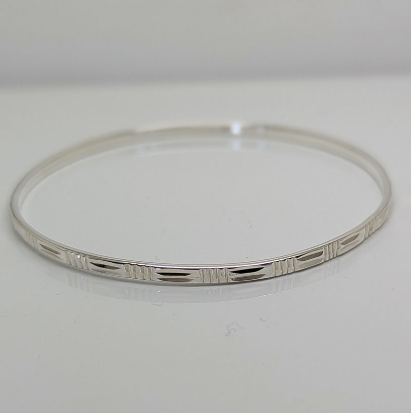 Solid Sterling Silver Textured Bangle