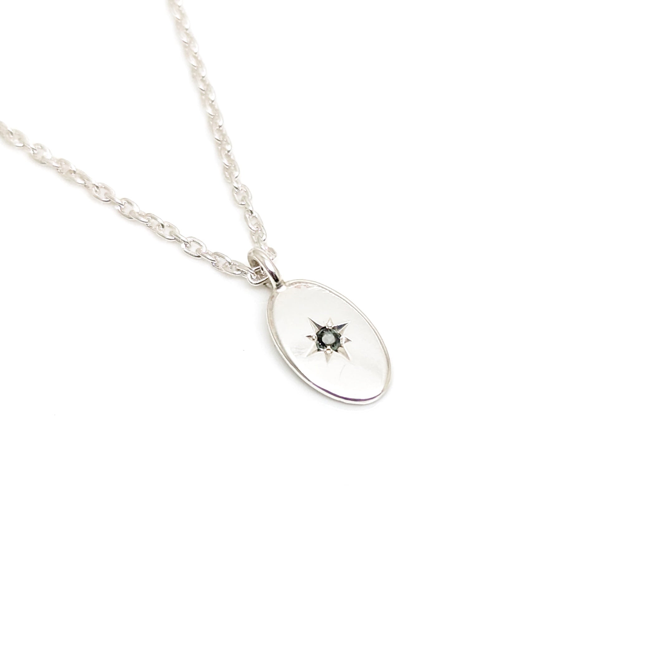 Star Set Gemstone Pendant - Sterling Silver