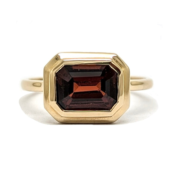 Garnet Bezel Set Ring