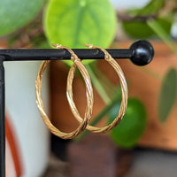 Round Twisted Hoop Earrings 9ct Yellow Gold
