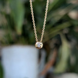 Round Bezel Set Diamond Pendant - Yellow Gold