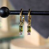 Gemstone Huggie Earrings 9ct Yellow Gold Plated