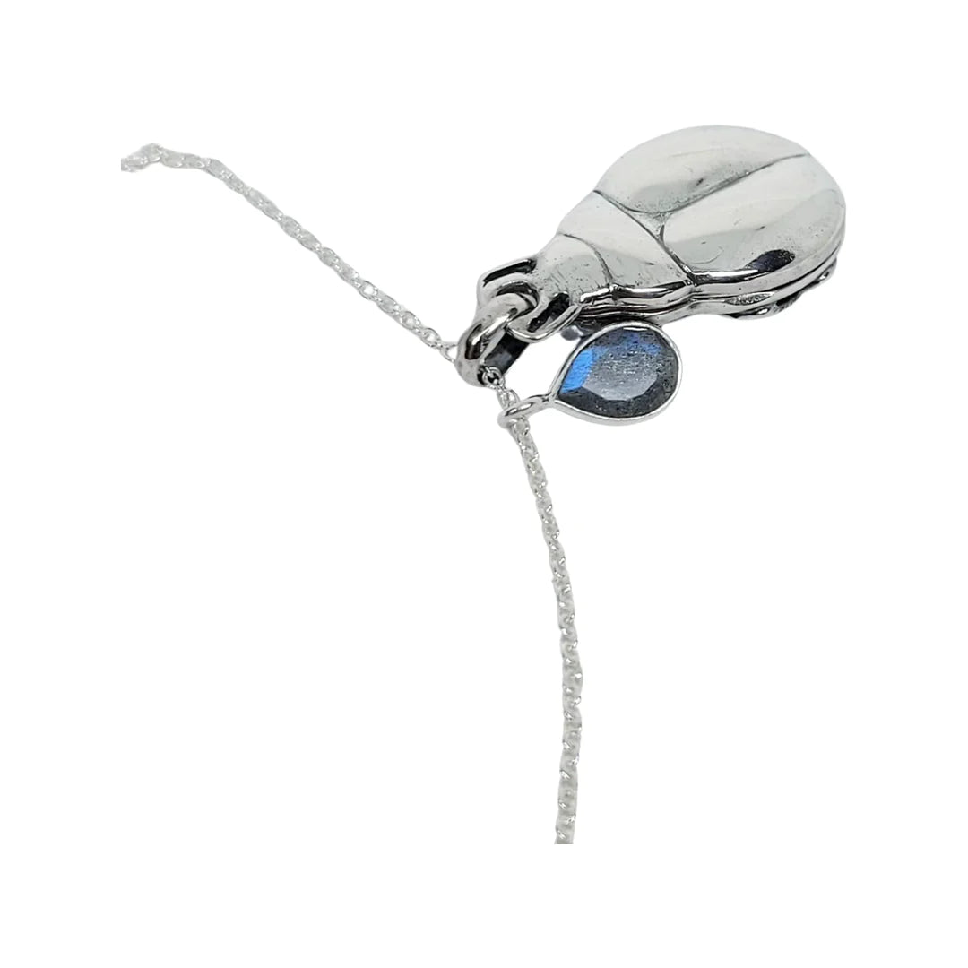 Kirra-Lea - Beetle Locket Necklace with Labradorite