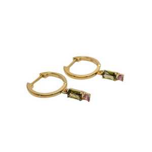 Gemstone Huggie Earrings 9ct Yellow Gold Plated