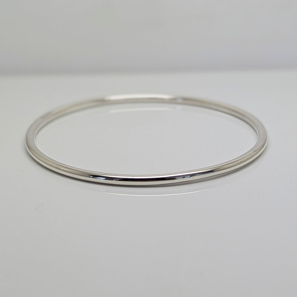 Solid Sterling Silver Rounded Bangle 3mm