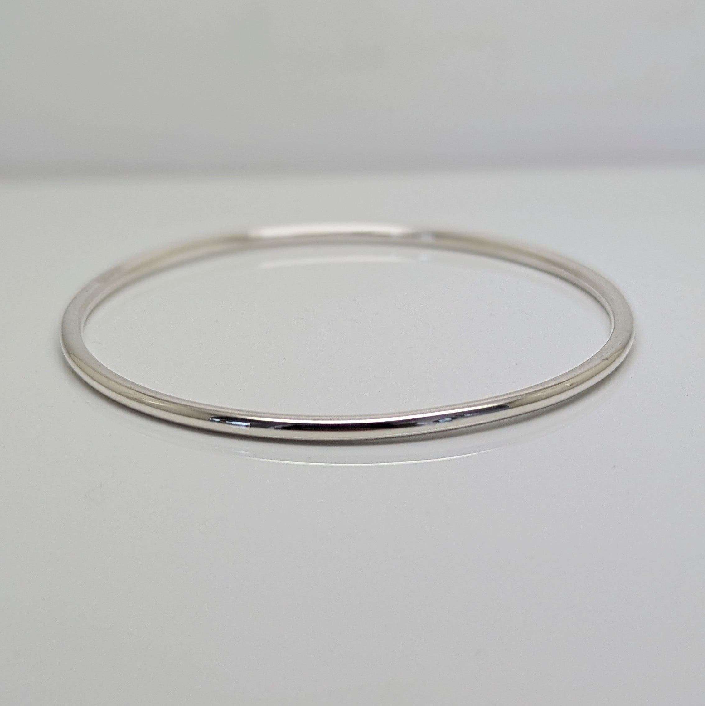 Solid Sterling Silver Rounded Bangle 3mm
