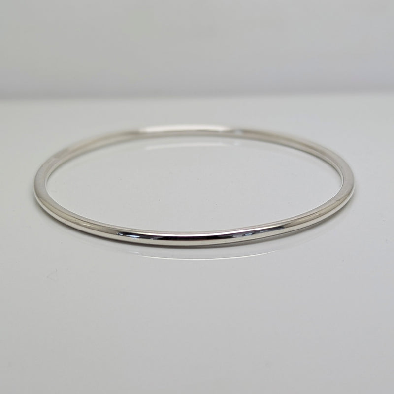 Solid Sterling Silver Rounded Bangle 3mm