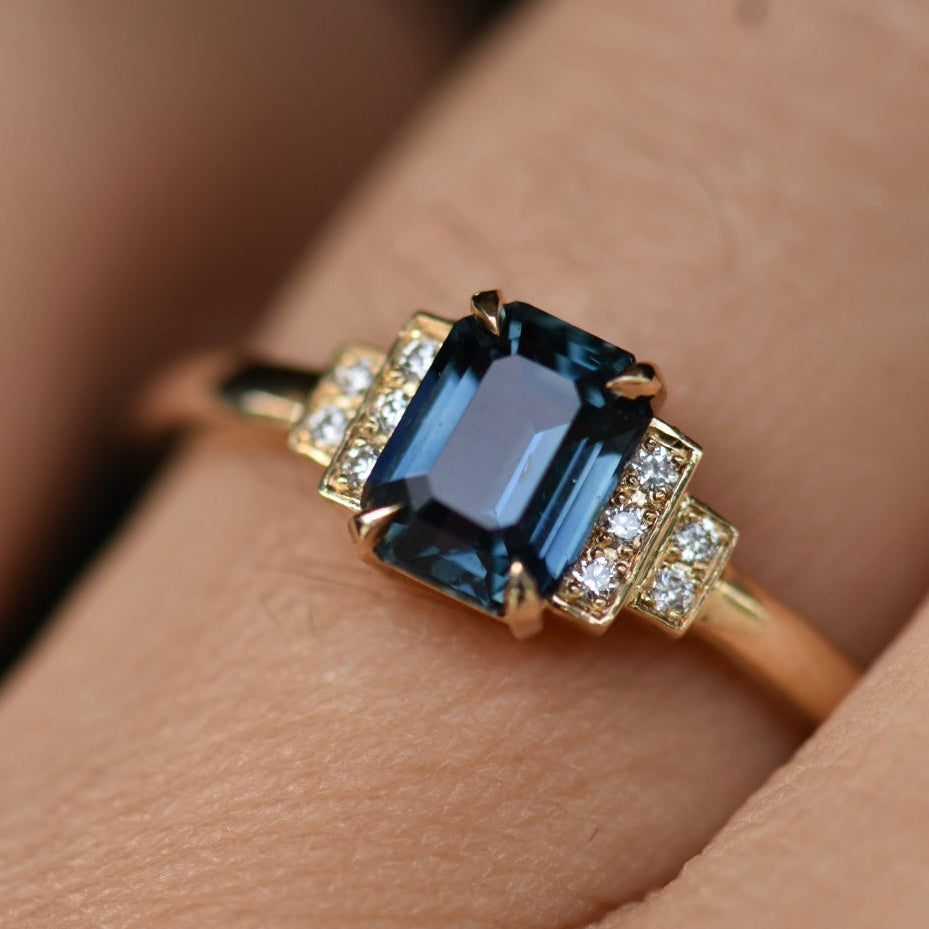 Second Empire Darcie Ring - Green Blue Sapphire