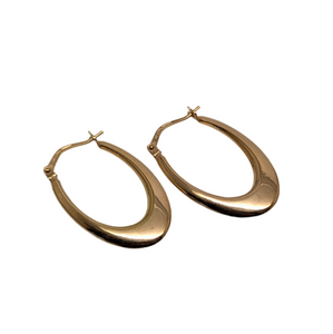 Oval Graduating Hoop Earrings 9ct Yellow Gold