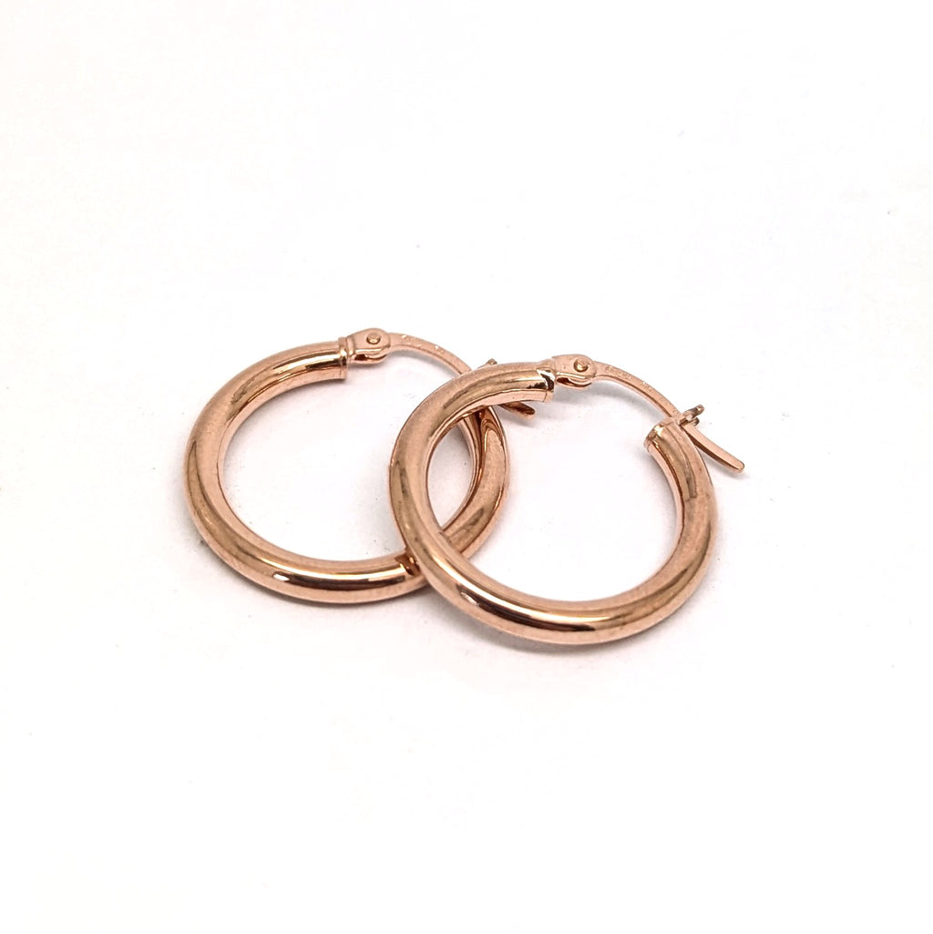 Round Plain Hoop Earrings 9ct Rose Gold