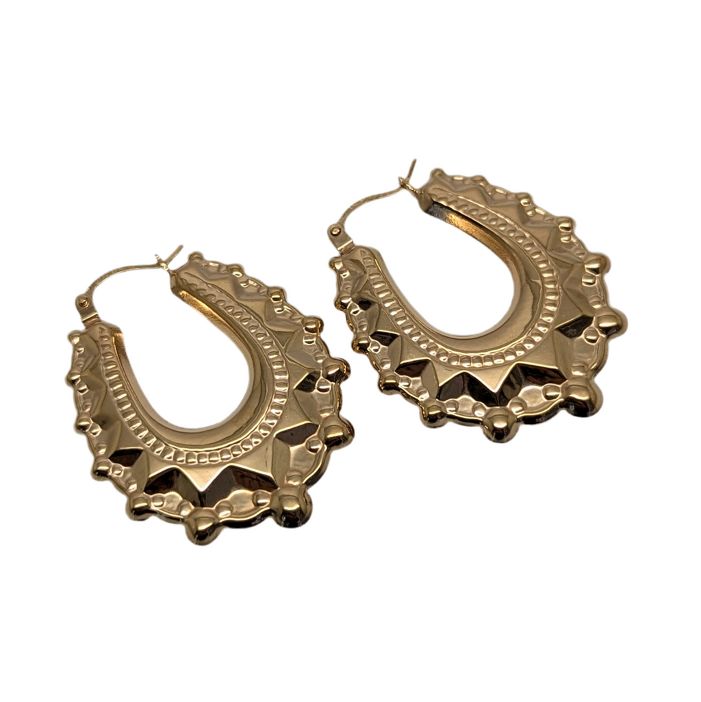 Oval Creole Hoop Earrings 9ct Yellow Gold