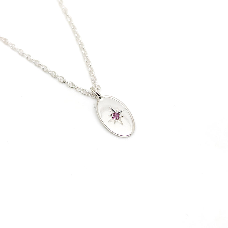 Star Set Gemstone Pendant - Sterling Silver