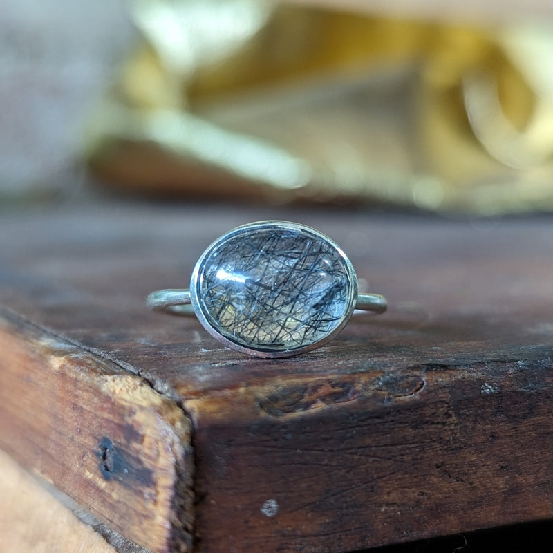Oval Tourmalinated Quartz Ring