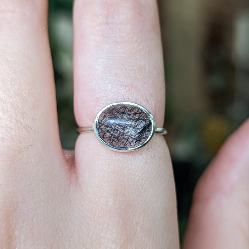 Oval Tourmalinated Quartz Ring