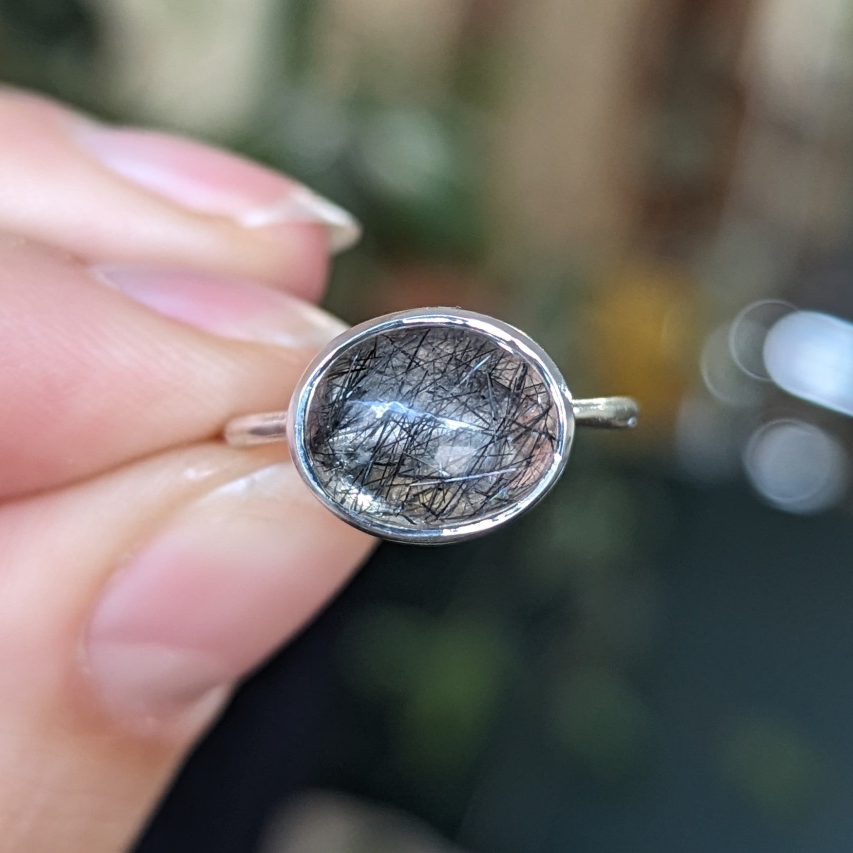 Oval Tourmalinated Quartz Ring