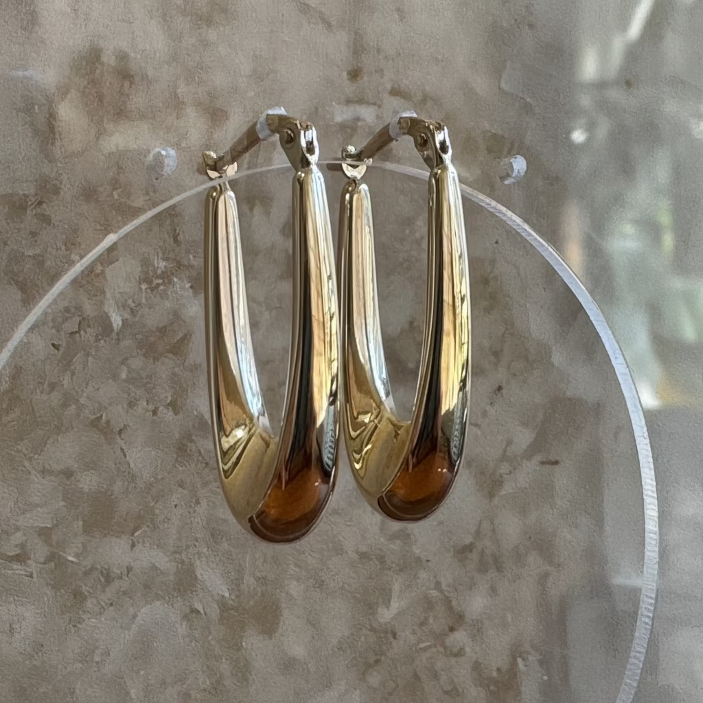 9ct Elongated Hoops