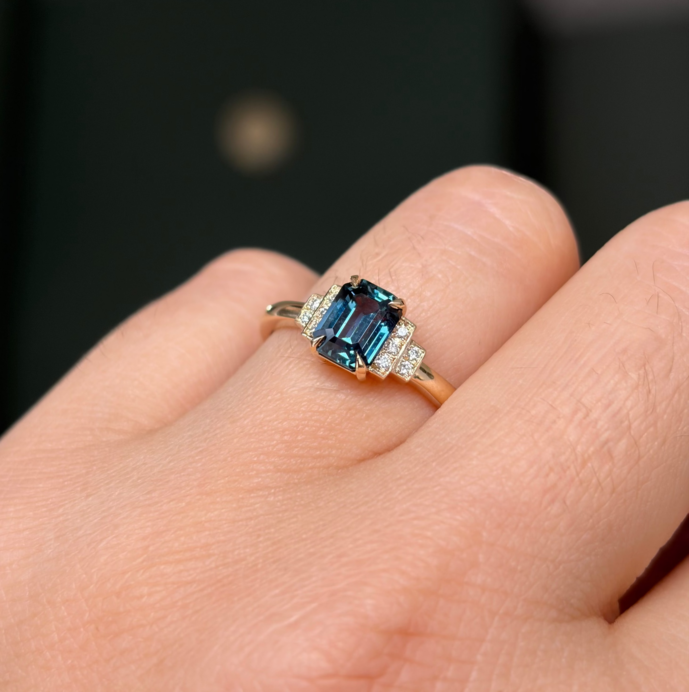 Second Empire Darcie Ring - Green Blue Sapphire