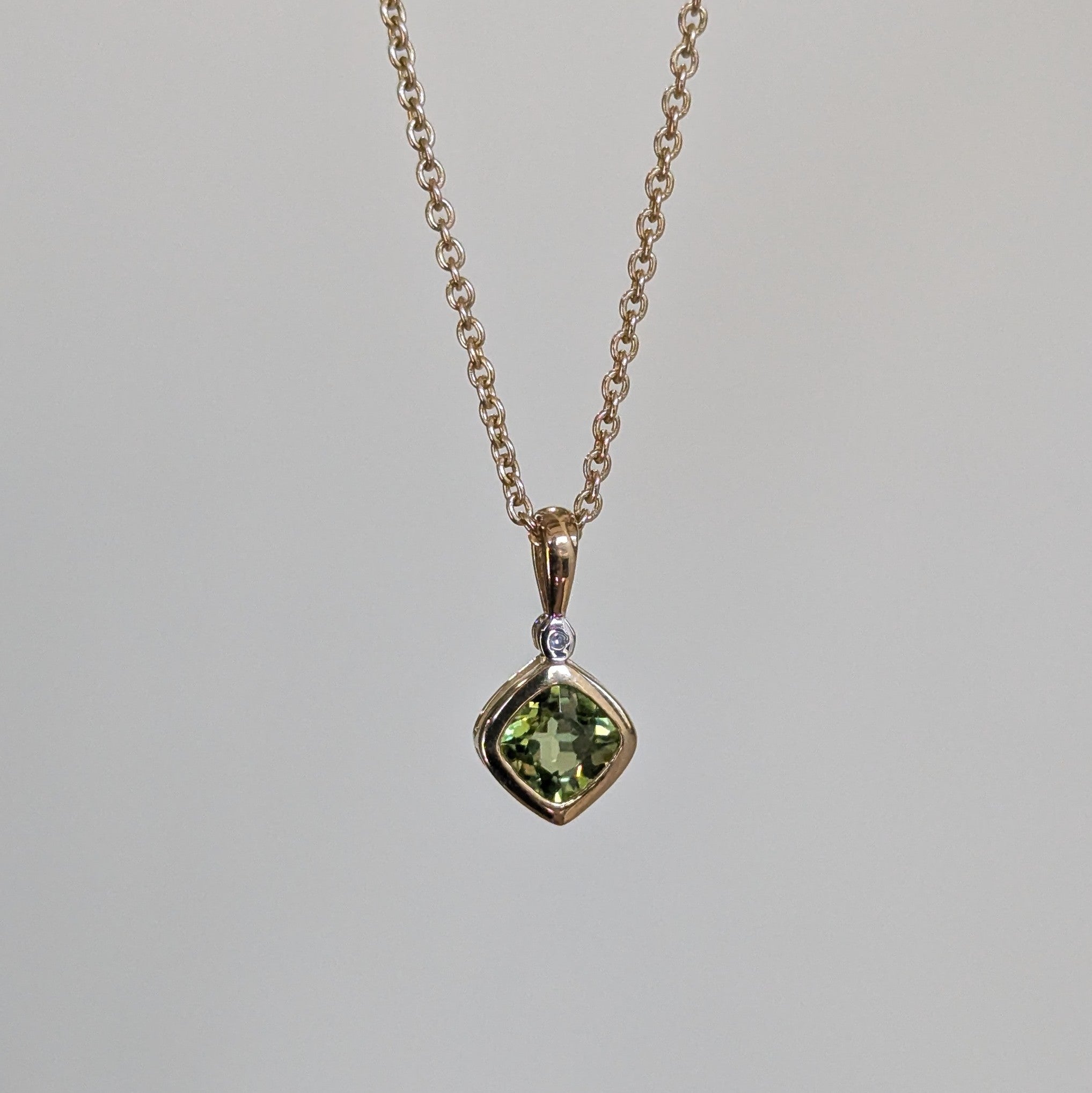 Peridot Cushion Cut  Pendant