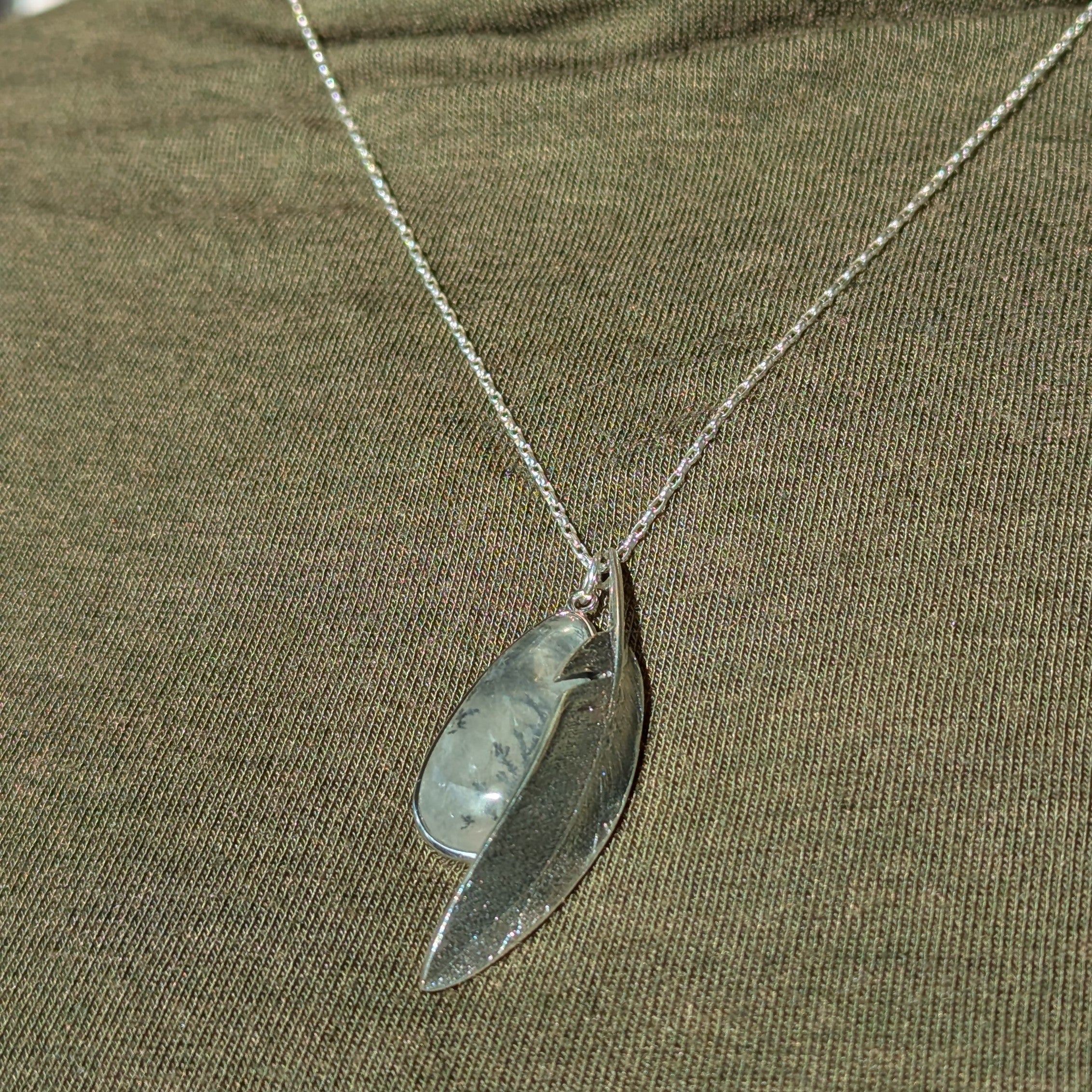 Kirra-Lea - Dendric Quartz and Feather Pendant