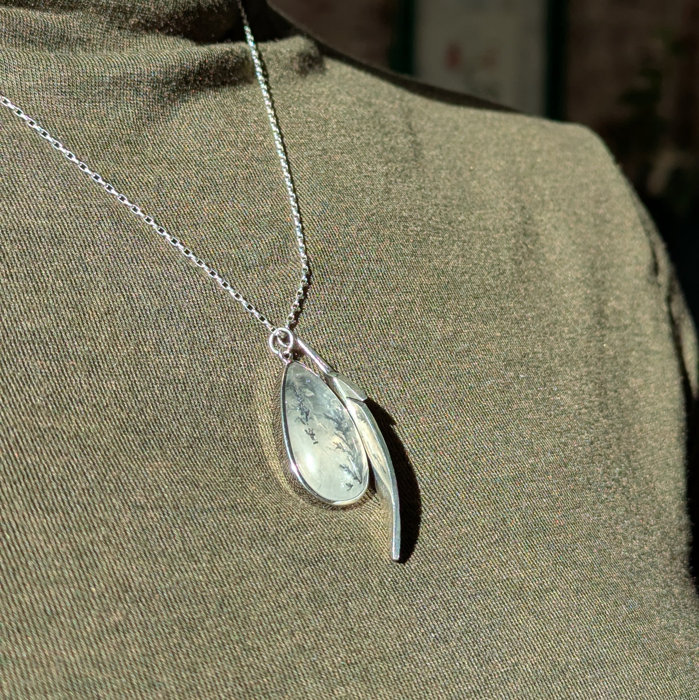 Kirra-Lea - Dendric Quartz and Feather Pendant