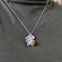 Kirra-Lea - Oak Leaf Pendant with Ammonite and Petrified Wood