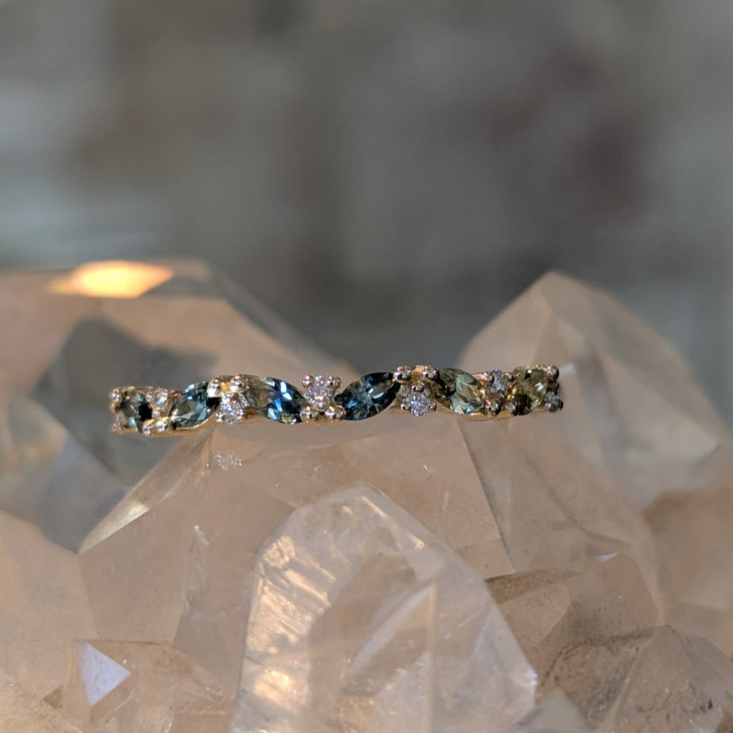 Second Empire Marquise Ring - Sapphires and Diamonds