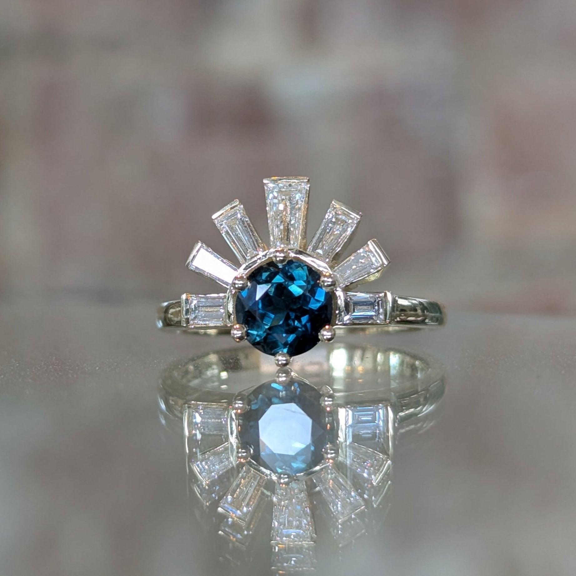 Second Empire Reverse Peacock Ring - Sapphire and Diamonds
