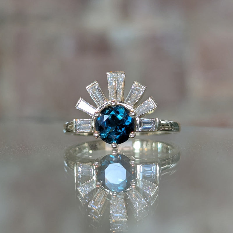 Second Empire Reverse Peacock Ring - Sapphire and Diamonds