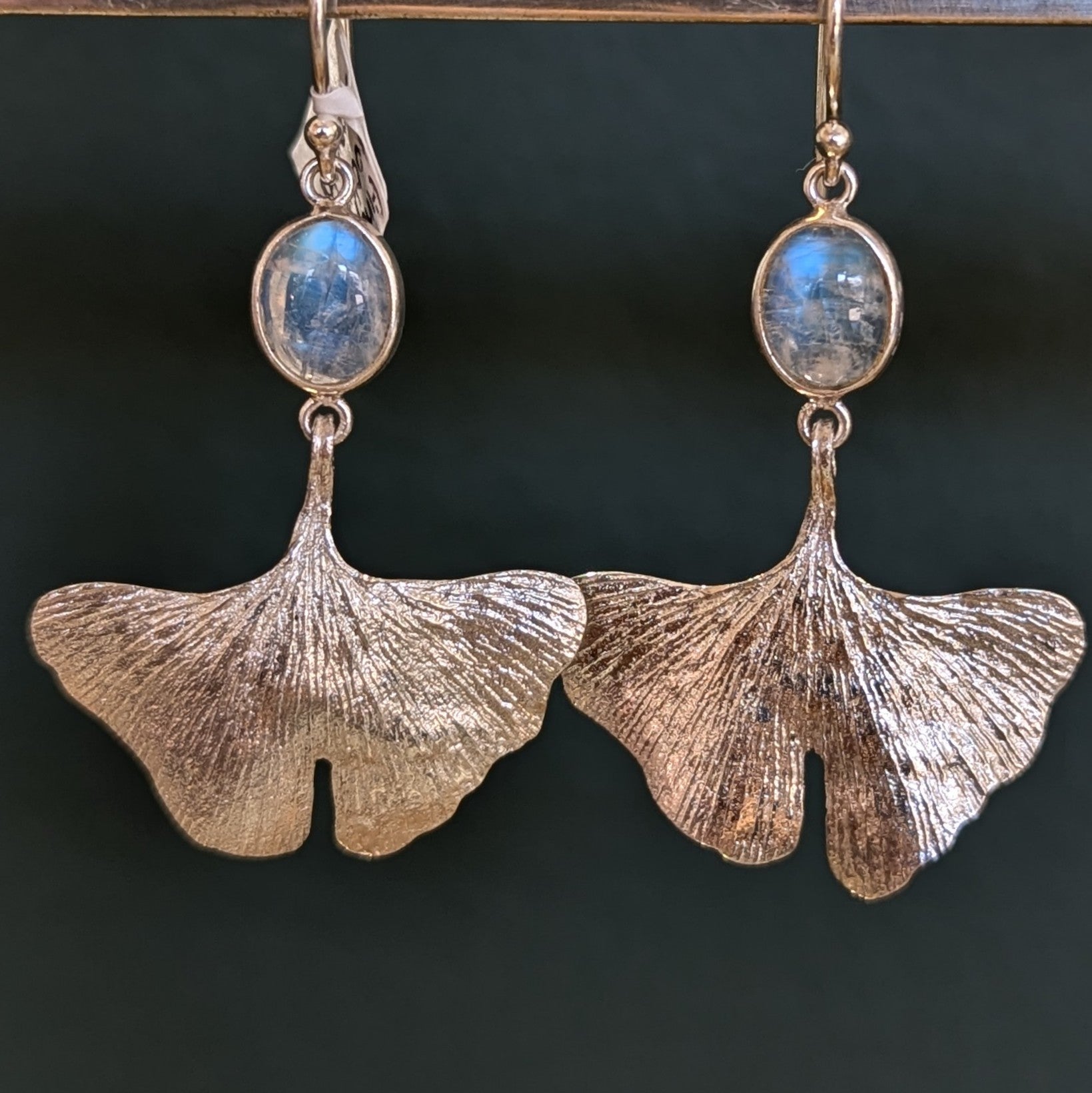 Kirra-Lea - Gingko Leaf and Moonstone Hook Earrings