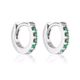 Linda Tahija - Mini Alpha Huggie Earrings Green Onyx