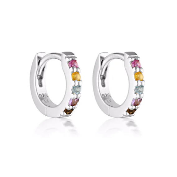 Linda Tahija - Mini Alpha Huggie Earrings Rainbow