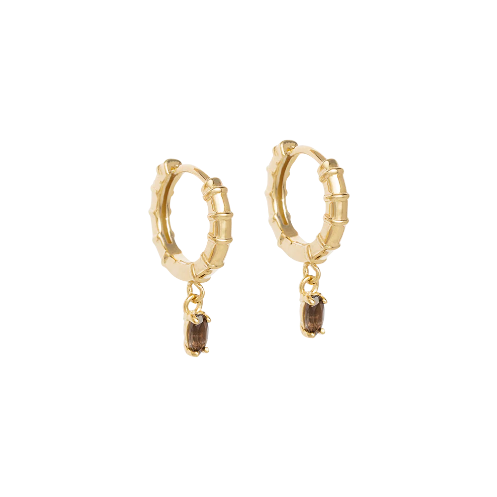 Kirstin Ash - Deco Smokey Quartz Hoops