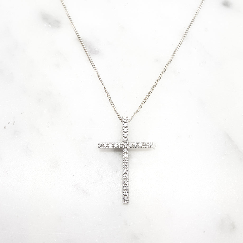 White Gold Diamond Cross Pendant