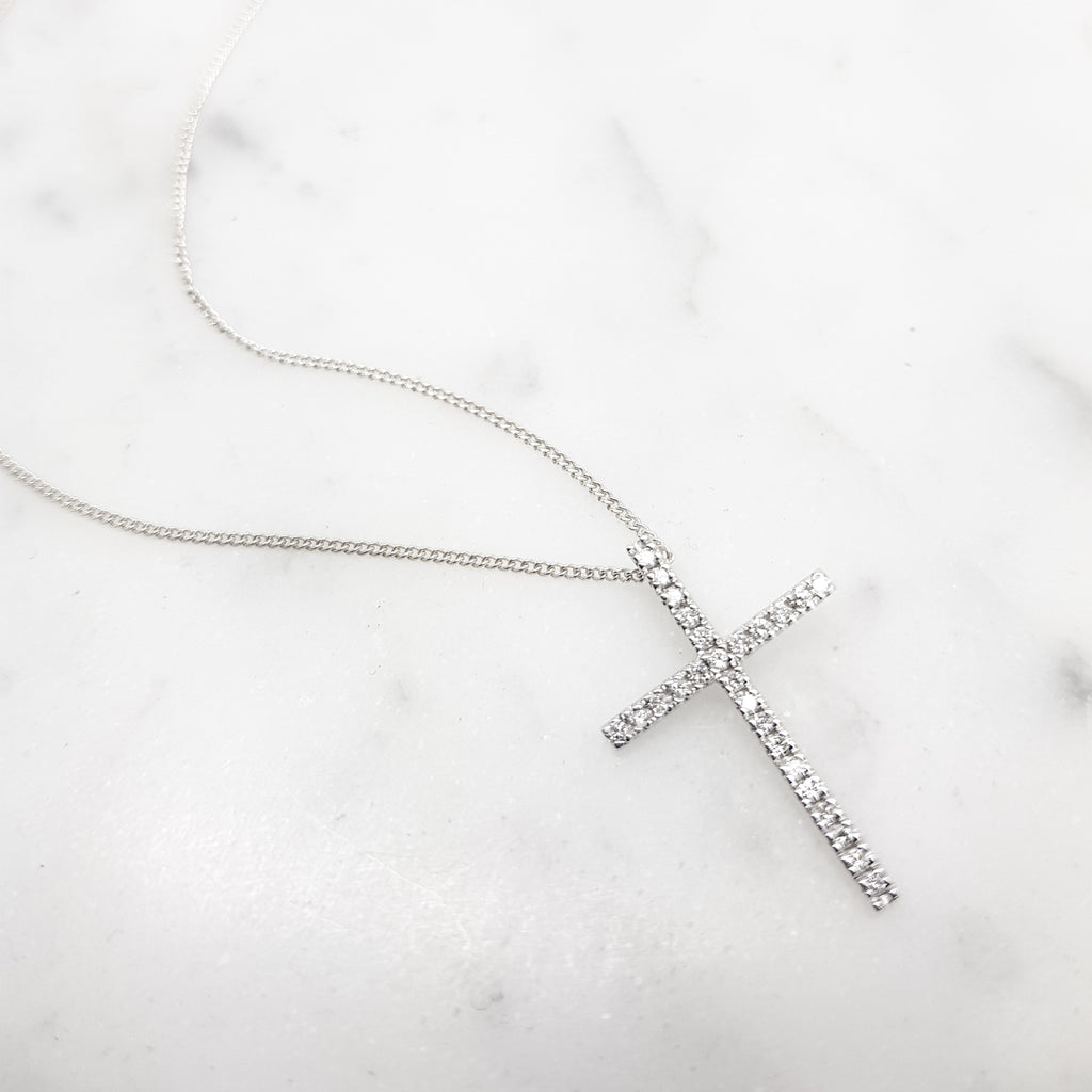 White Gold Diamond Cross Pendant
