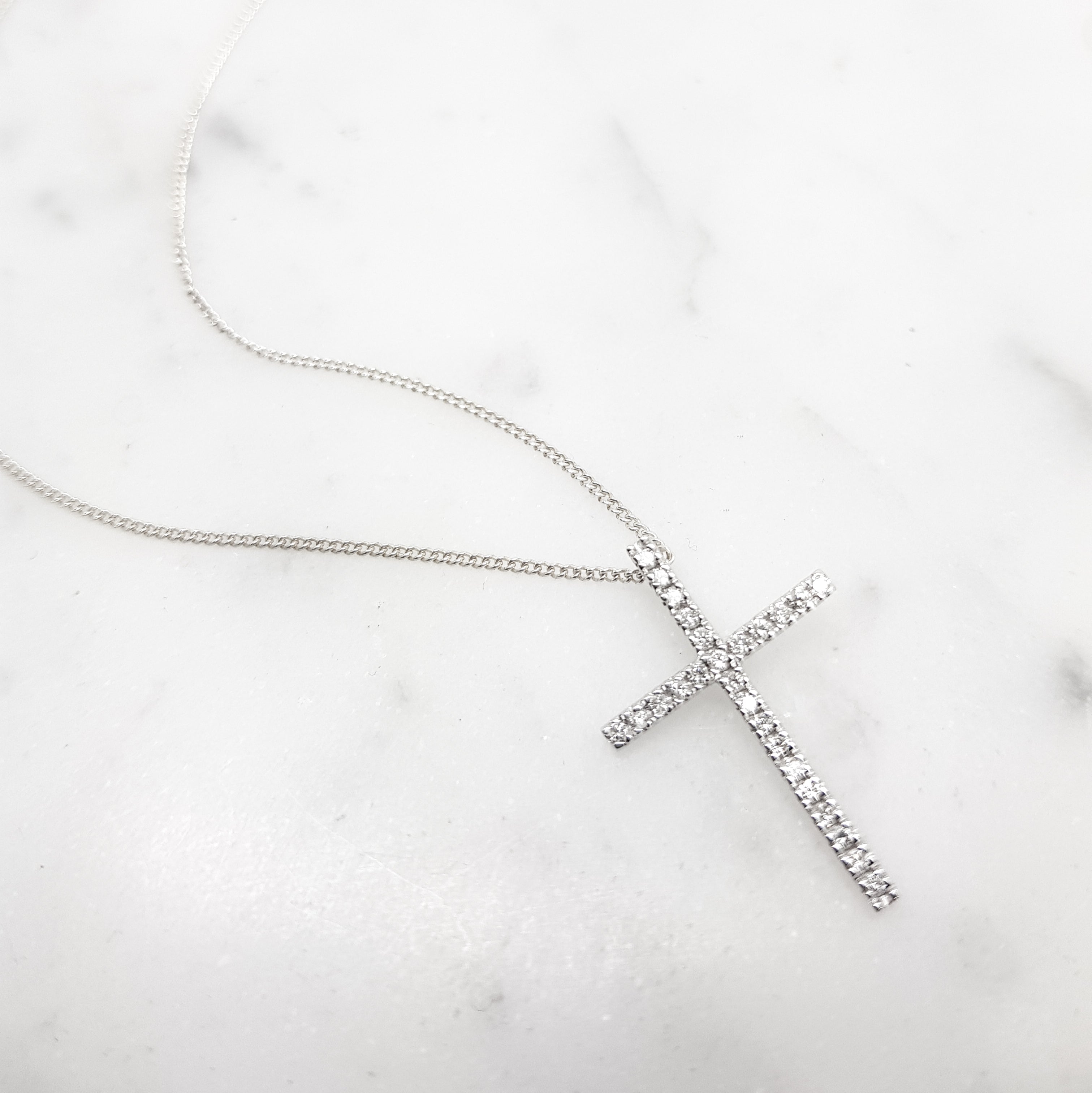 White Gold Diamond Cross Pendant