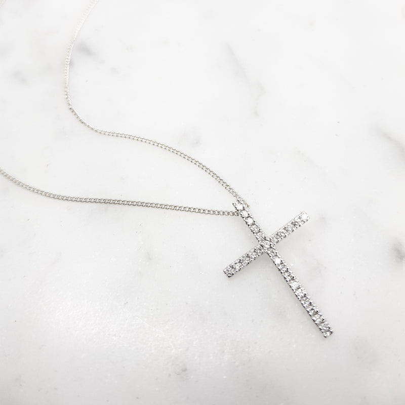 White Gold Diamond Cross Pendant